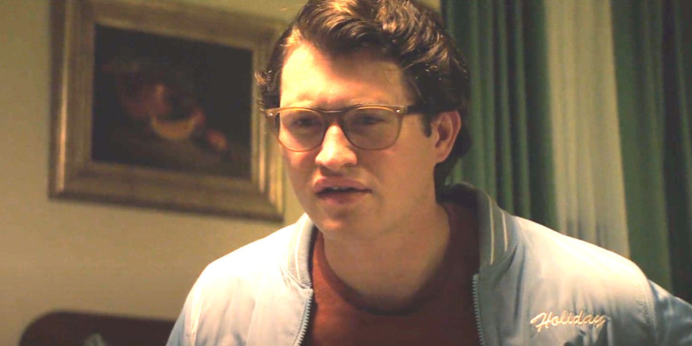 Rohan Campbell As Corey In Halloween Ends wearing glasses and making a slightly disgusted face
