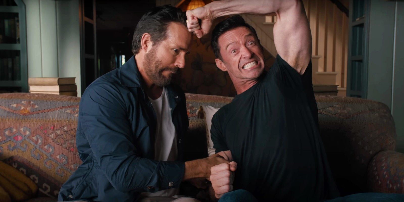 Ryan Reynolds e Hugh Jackman atuando em Deadpool 3