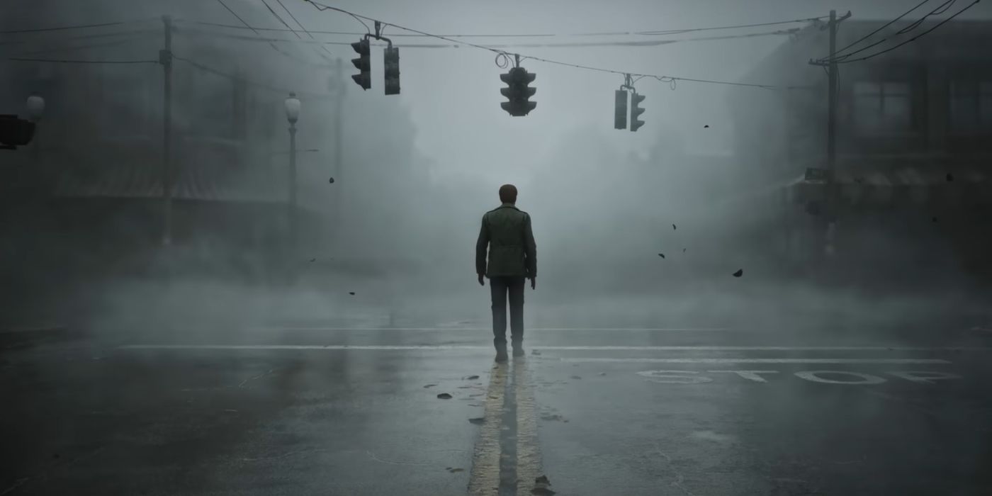 James Sunderland walking through the foggy streets of Silent Hill.