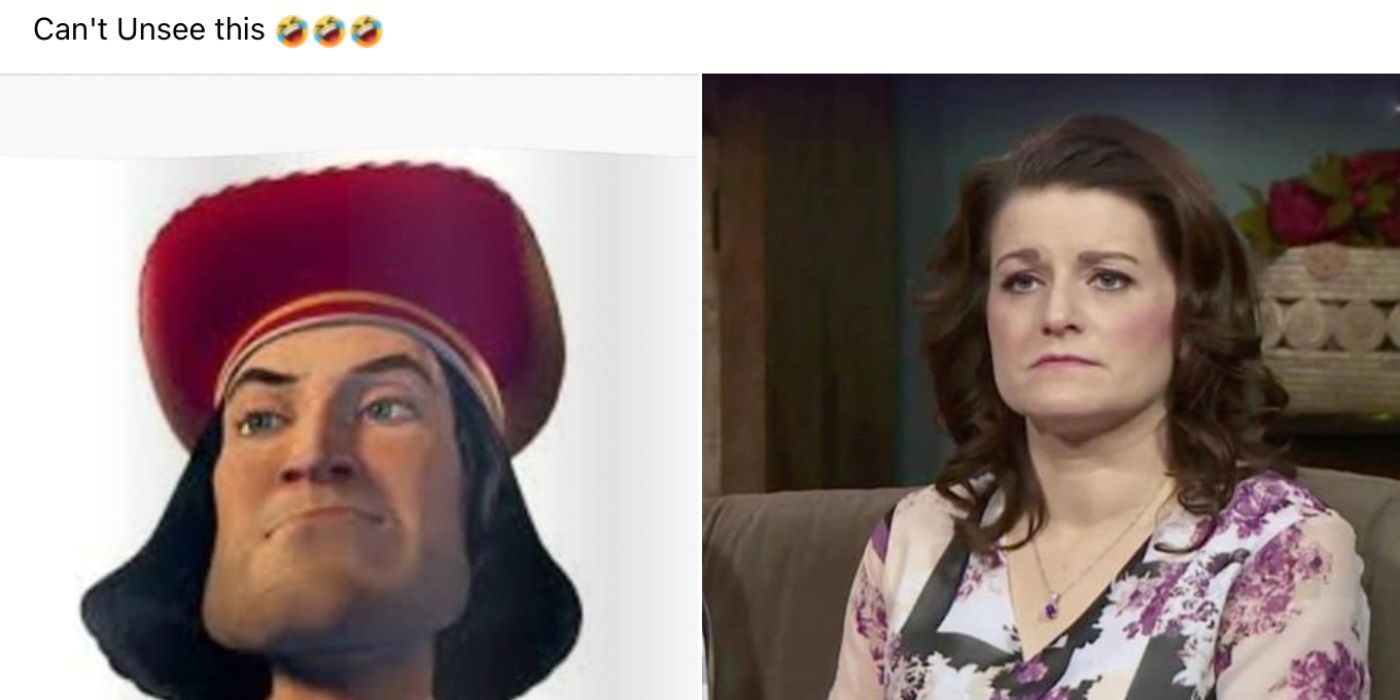 Side by side of Robyn Brown from Sister Wives and Lord Farquaad