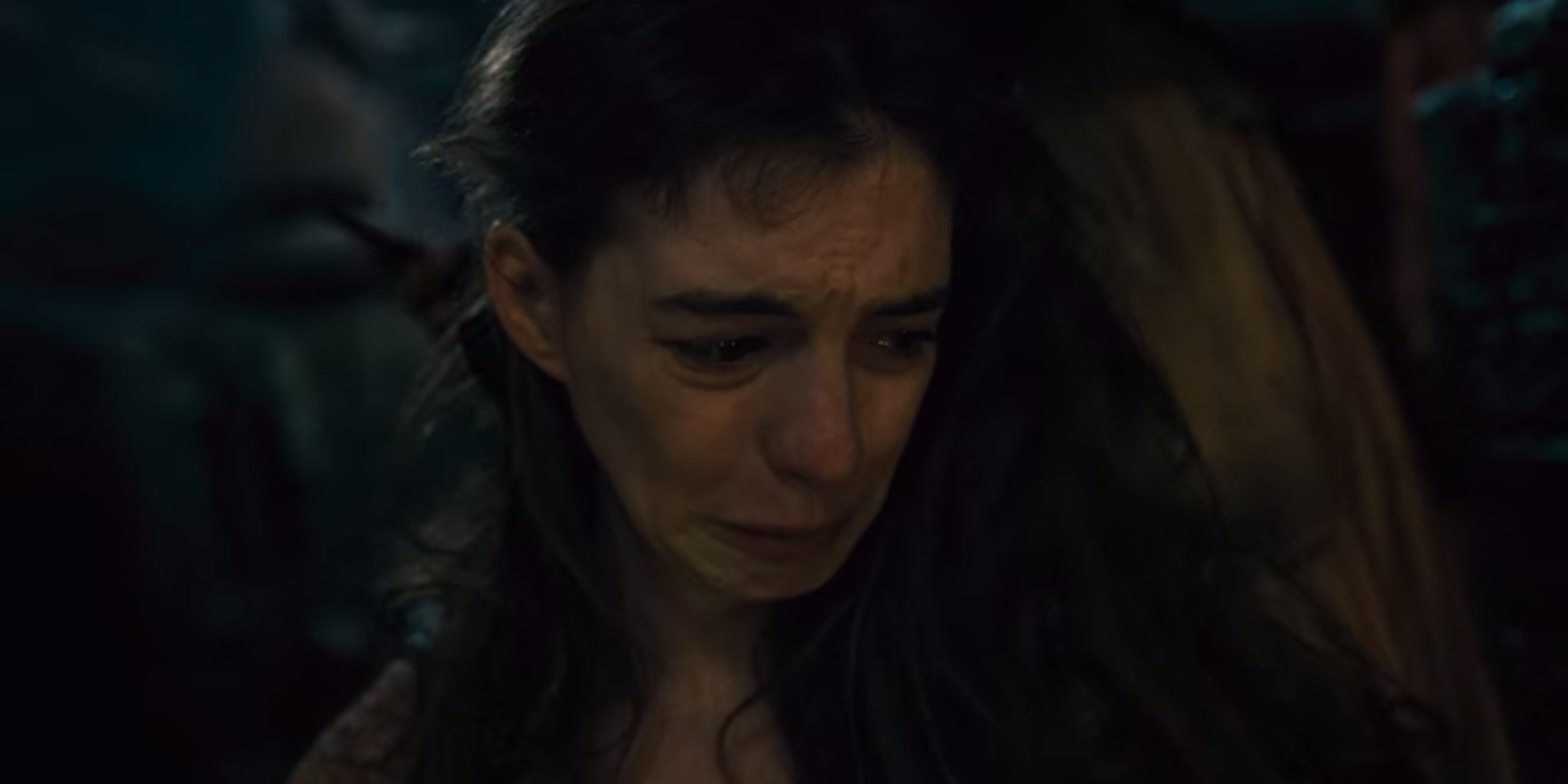 Fantine crying as her hair is cut off in Les Miserables