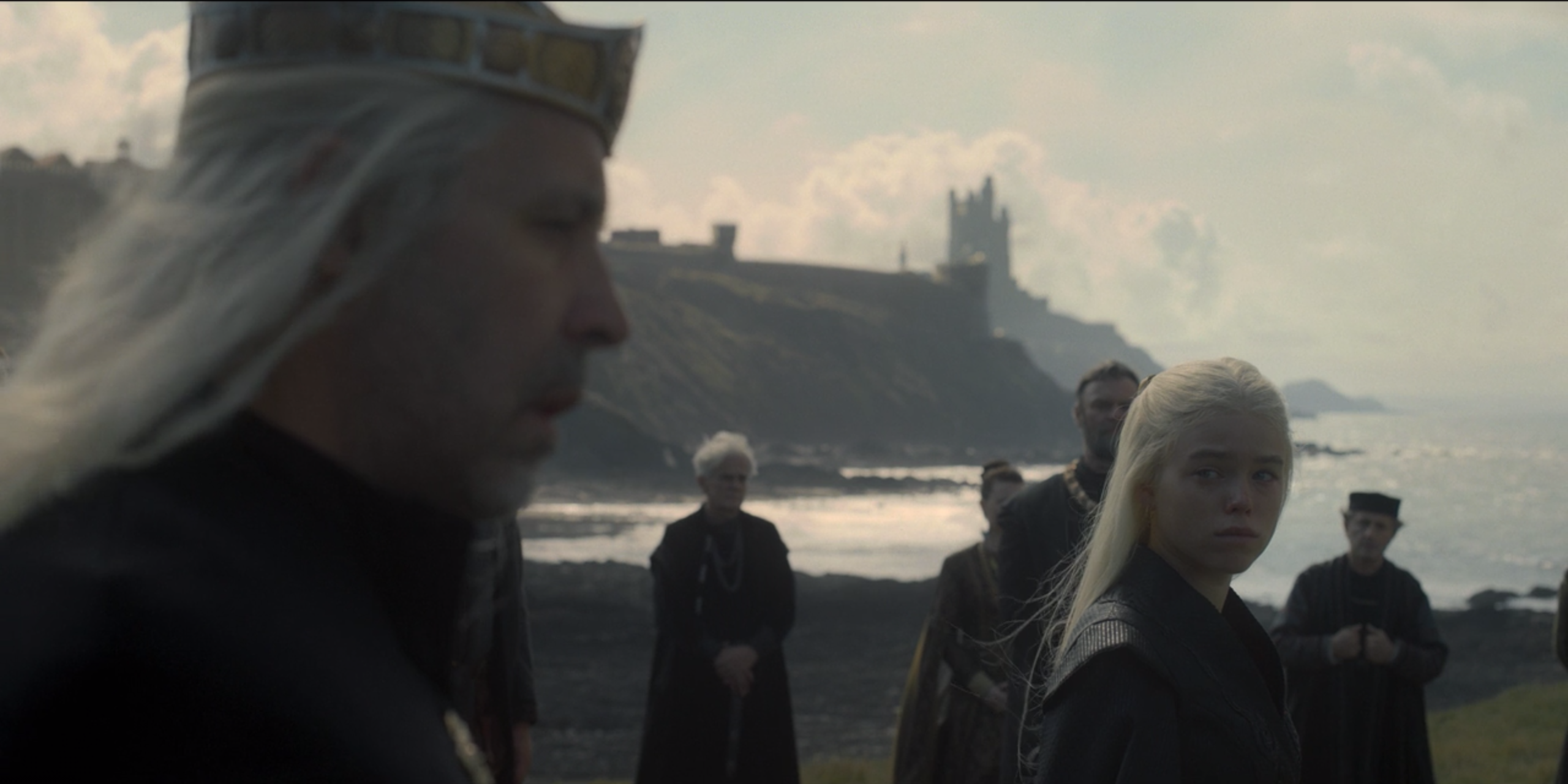 Rhaenyra looks at Viserys at Aemma&rsquo;s funeral on House of the Dragon