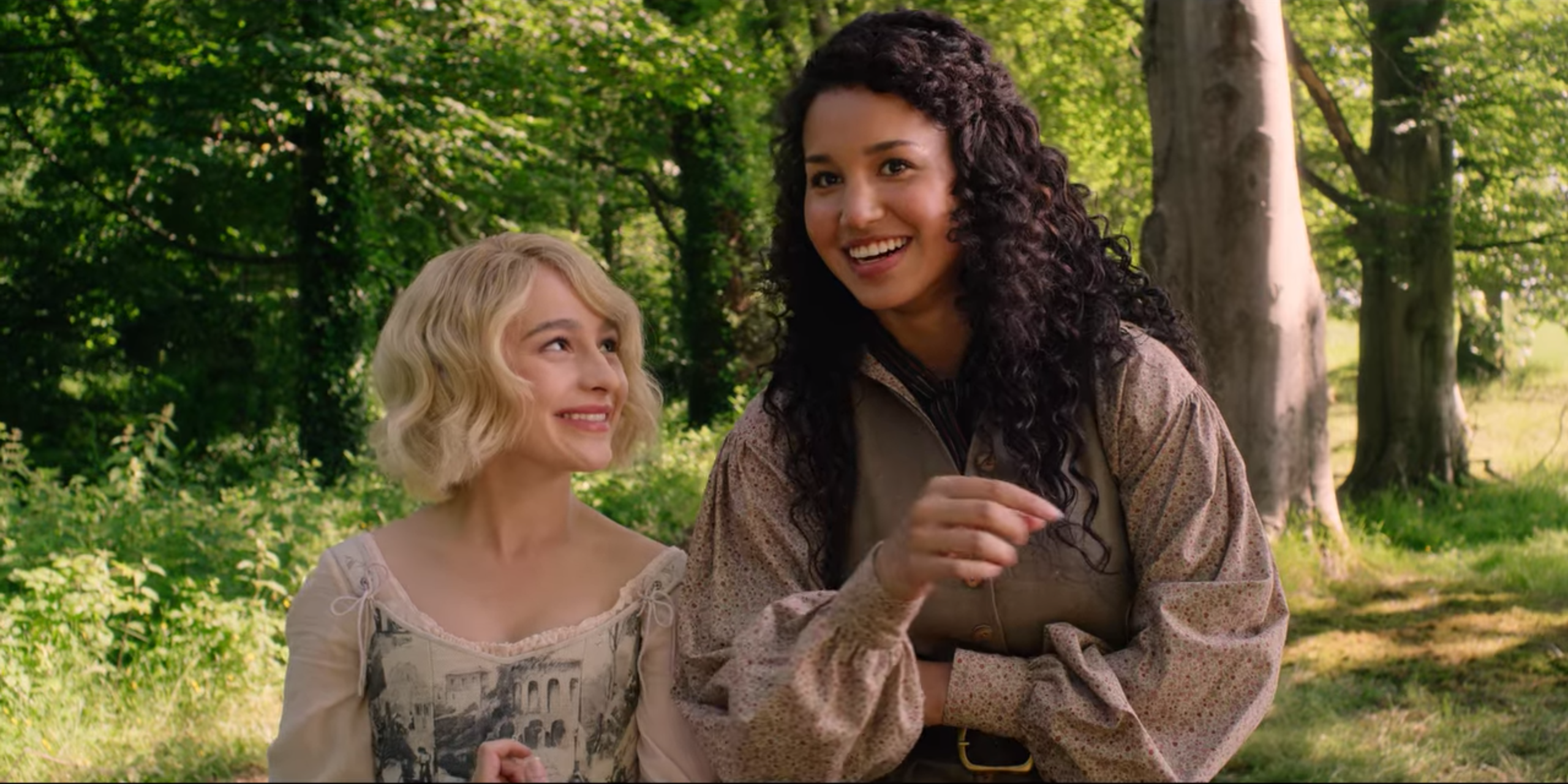 Sophie and Agatha smiling and laughing in the School for Good and Evil