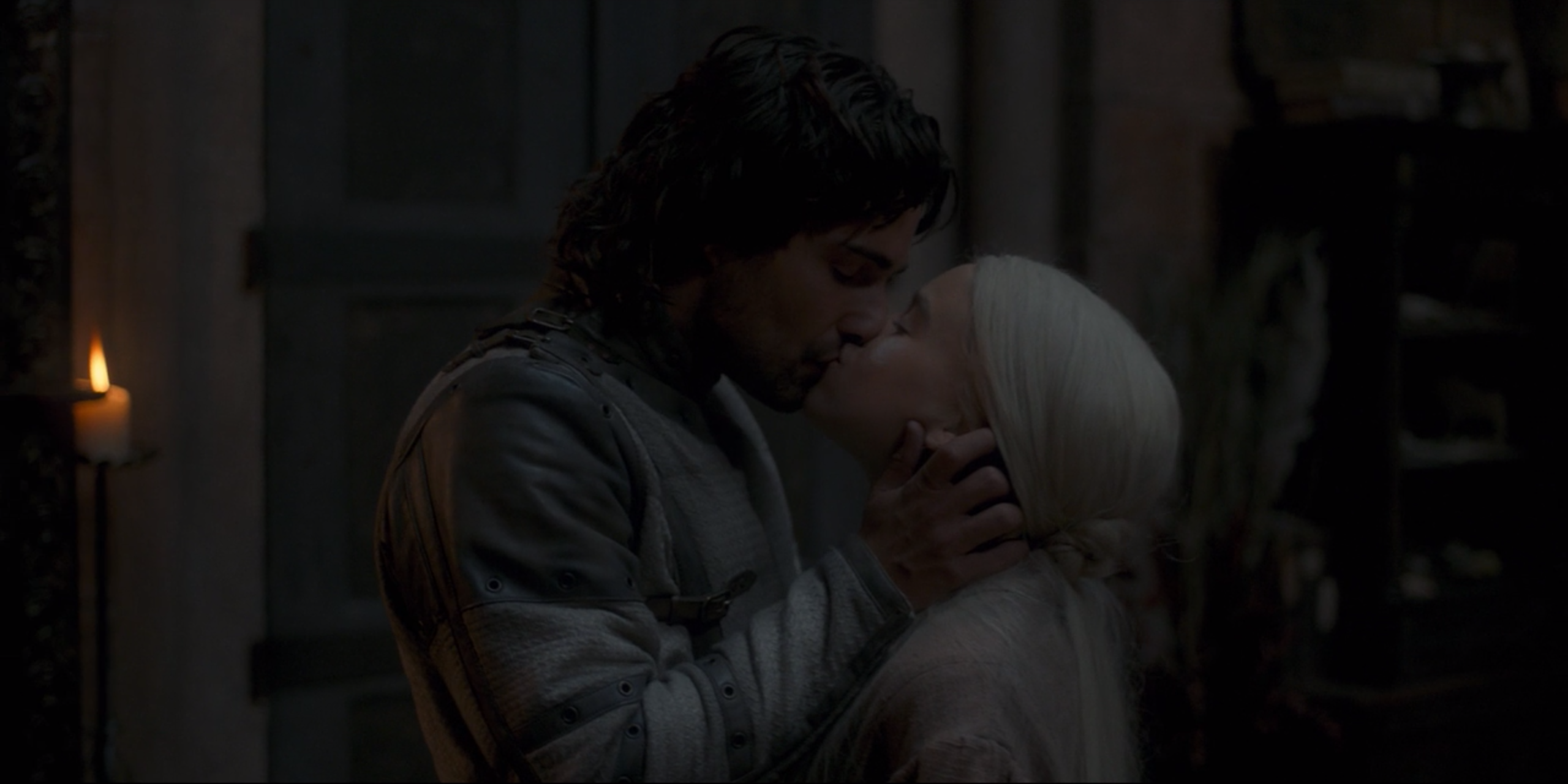 Rhaenyra and Criston Cole kissing on House of the Dragon
