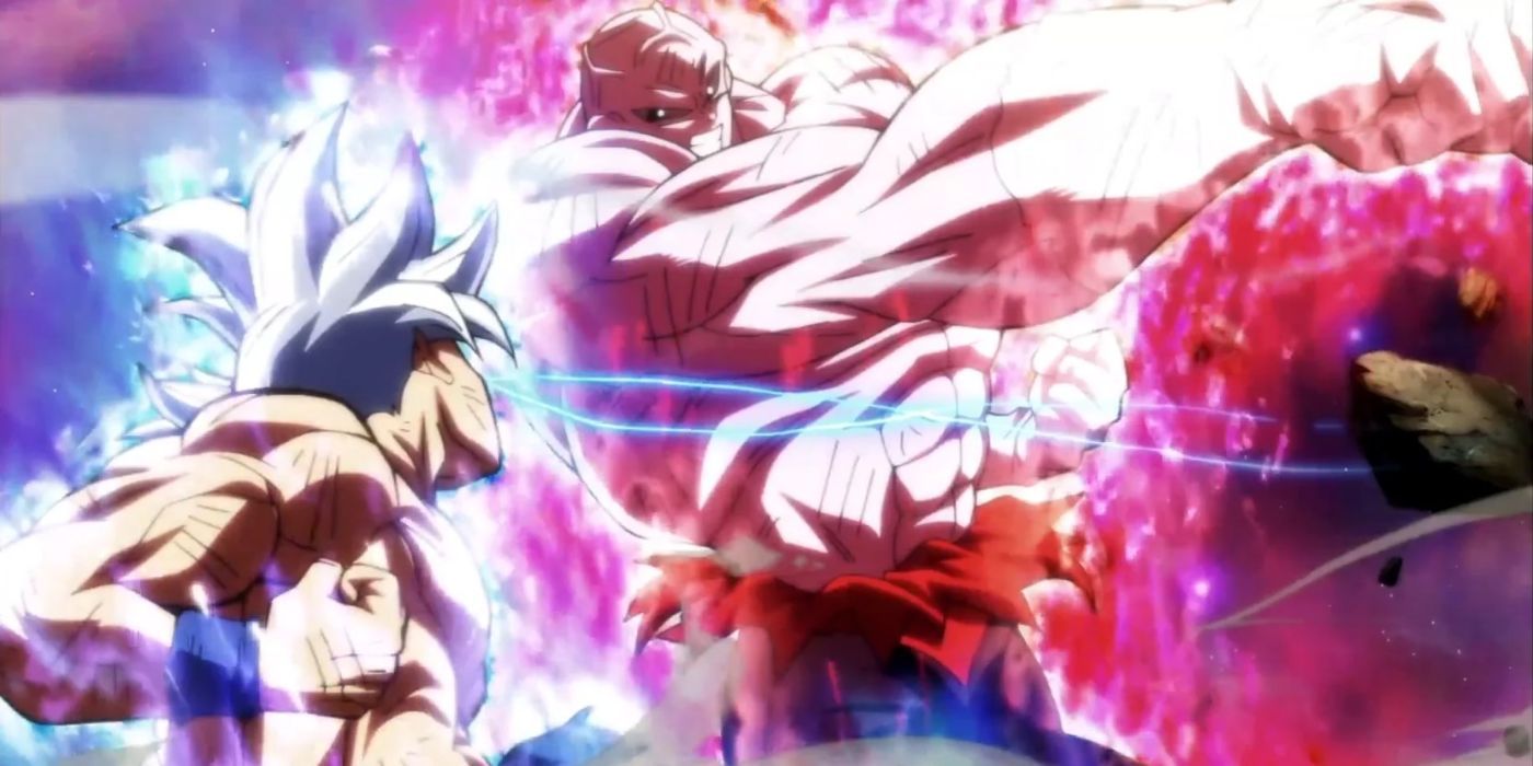 Goku desviando de Jiren e preparando seu ataque - Dragon Ball Super.