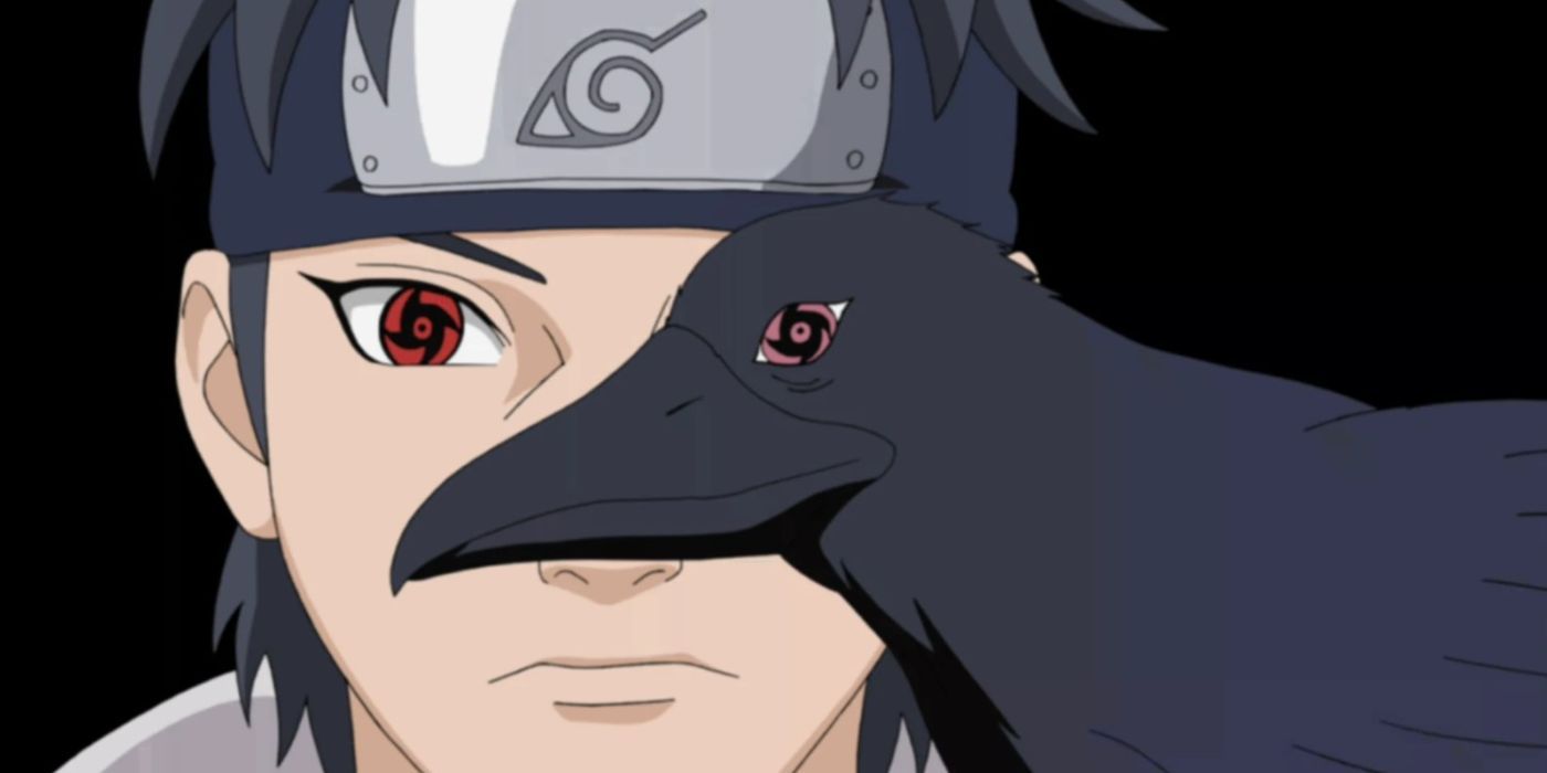 Shisui Uchiha e o corvo de Itachi com o olho de Shisui - Naruto Shippuden.