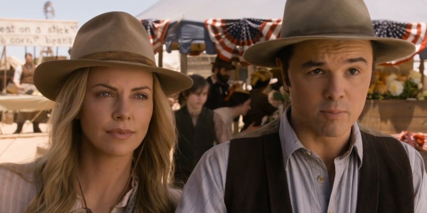 Seth MacFarlane and Charlize Theron at the A Million Ways to Die in the West