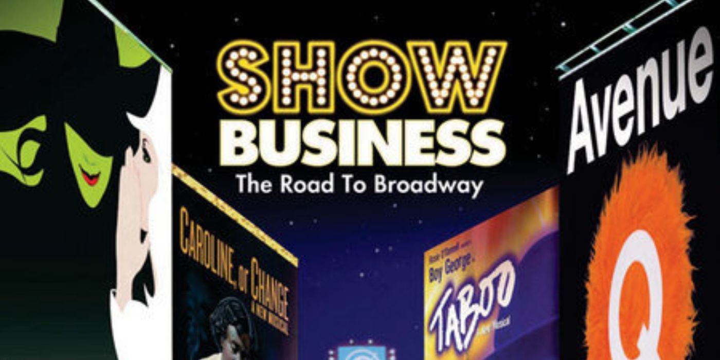 Yhe cartaz para ShowBusiness The Road To Broadway mostrando outdoors da Broadway.