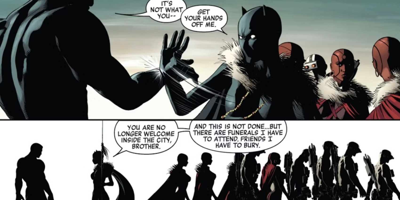 Shuri banishes TChalla from the Golden City in Black Panther comics