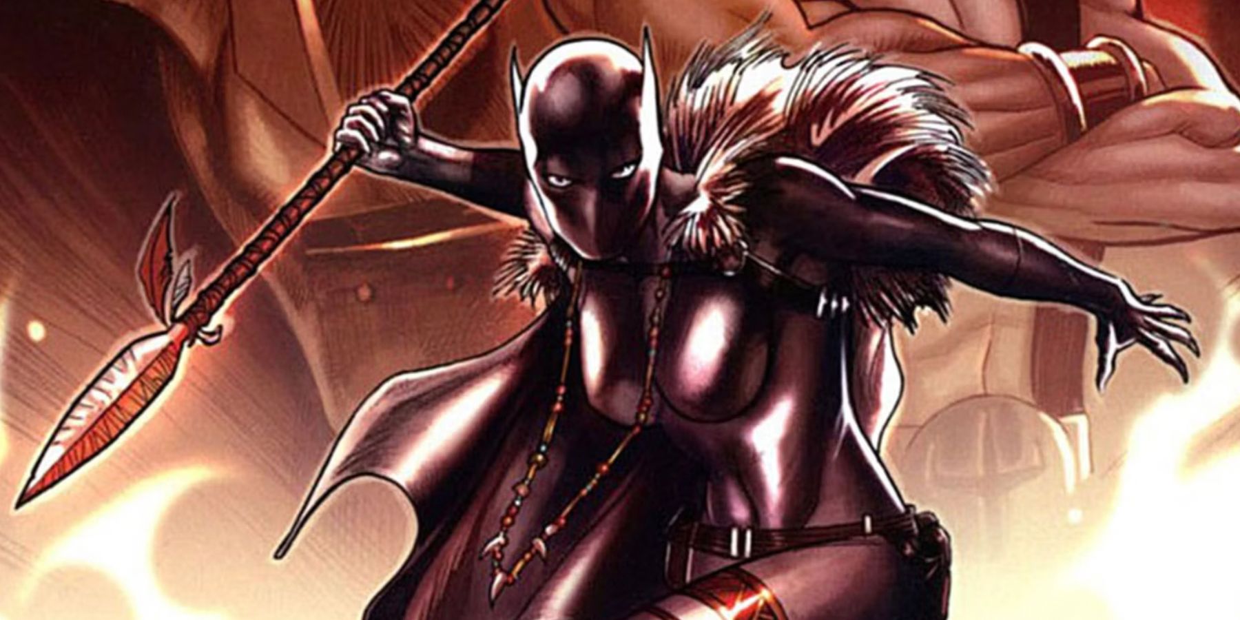 Shuri em seu traje de Pantera Negra nos quadrinhos da Marvel
