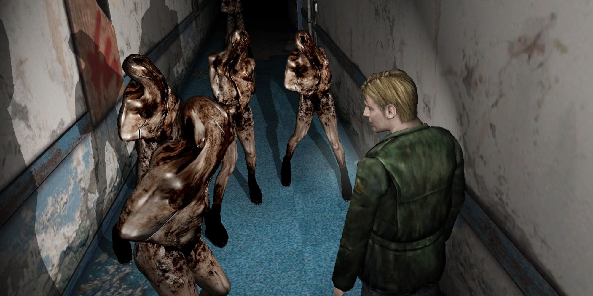 Silent Hill 2's James Sunderland Facing A Group Of Monsters