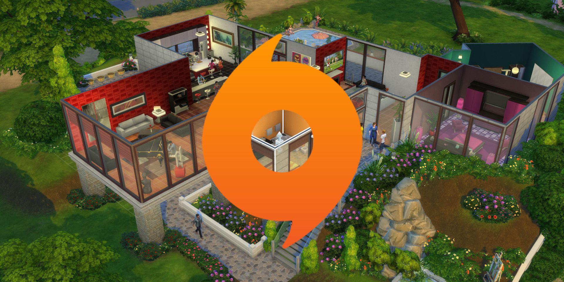 Sims 4 screenshot with EA Origin logo