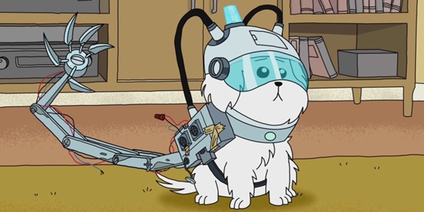 Snuffles with a mind-reading device in Rick and Morty
