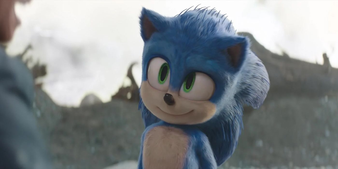 Sonic the Hedgehog looking up and smiling