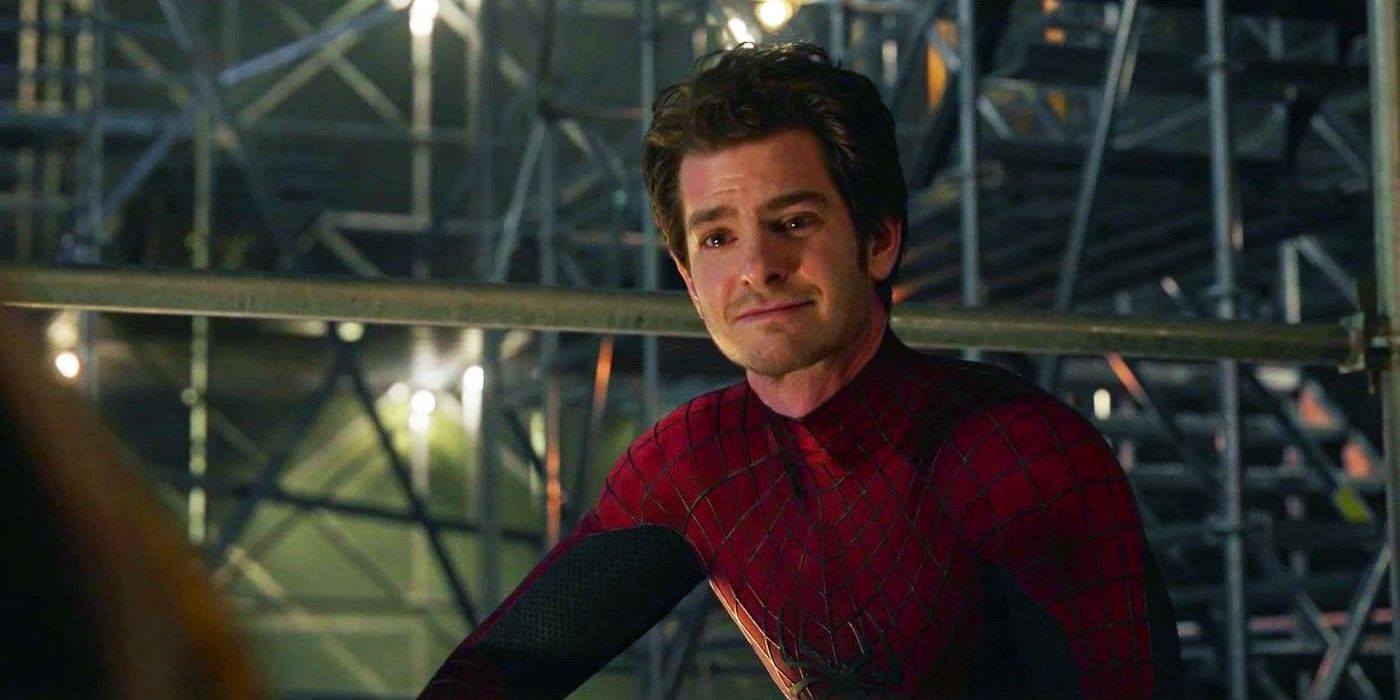 Peter Three smiling at Electro in Spider-Man No Way Home