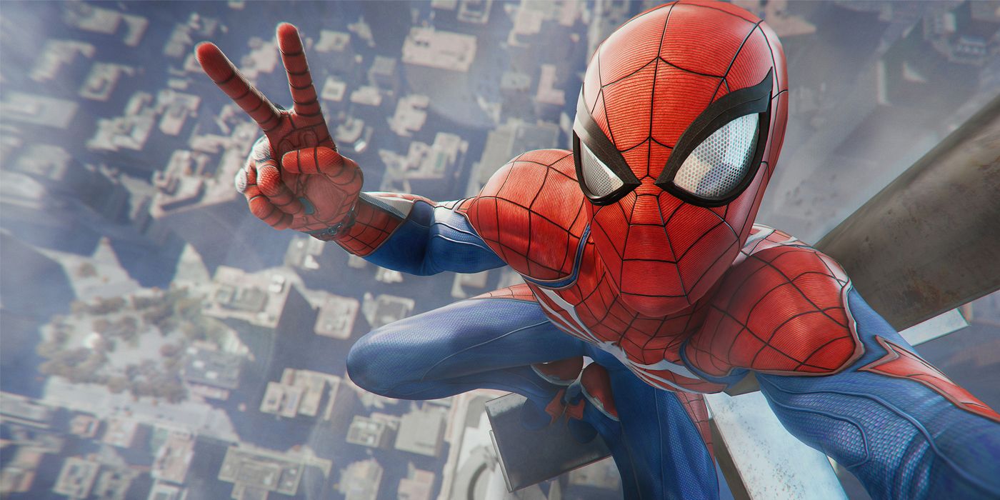 Homem-Aranha tirando uma selfie em Marvel's Spider-Man