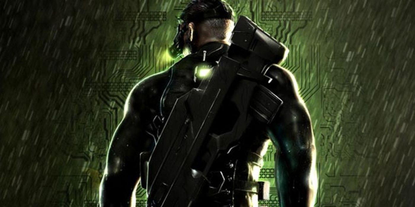 Sam Fisher with his back turned in promotional art for Splinter Cell Chaos Theory.