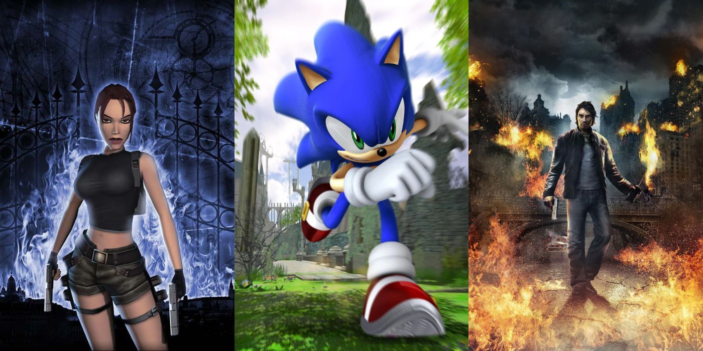 Split Featured Image of Tomb Raider The Angel of Darkness, Sonic the Hedgehog 2006 and Alone in the Dark 2008