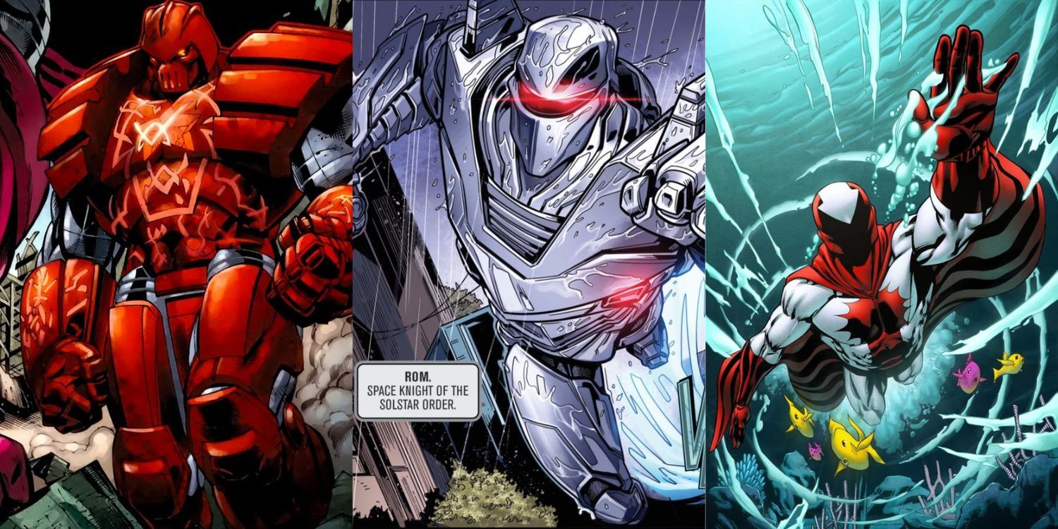 Split Image of Crimson Dynamo, Rom the Spaceknight, and Stingray