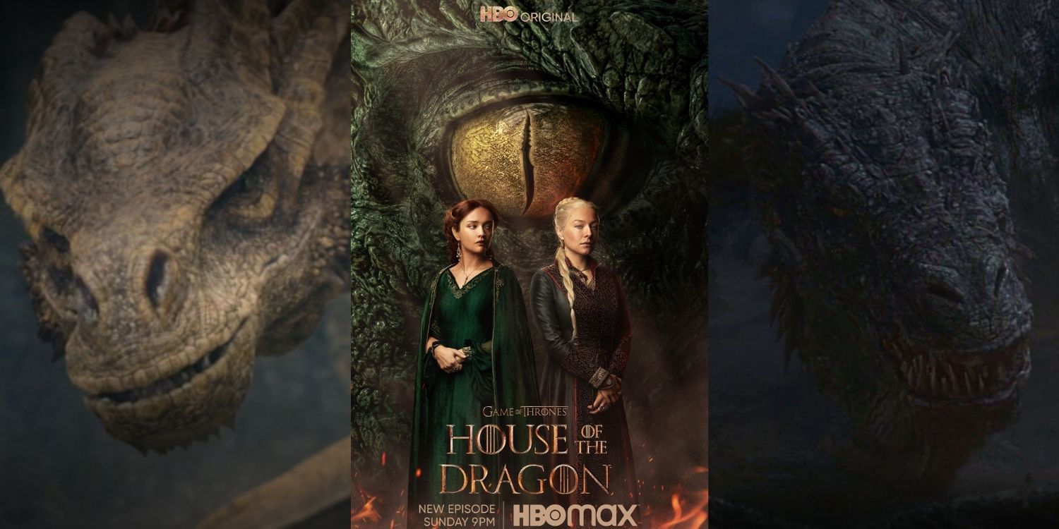 Split Image of House of the Dragon Poster, Syrax, and Vhagar