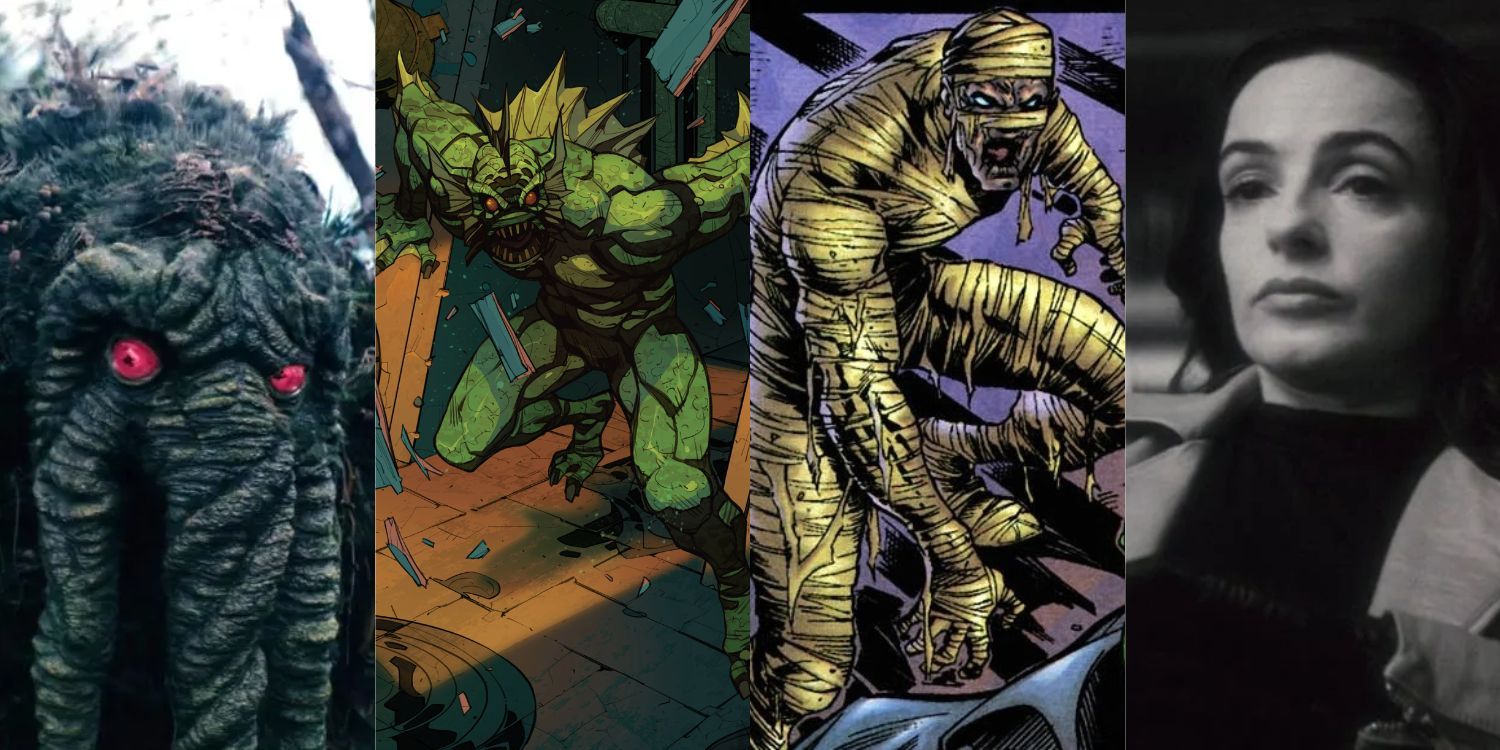 Split Image of Man-Thing & Elsa Bloodstone in Werewolf by Night, Manphibian, and N'Kantu, the Living Mummy