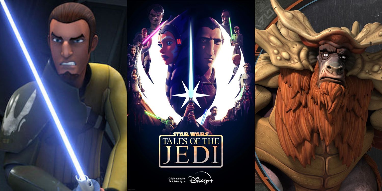 Split Image of Tales of the Jedi Poster, Kanan Jarrus, and Bendu