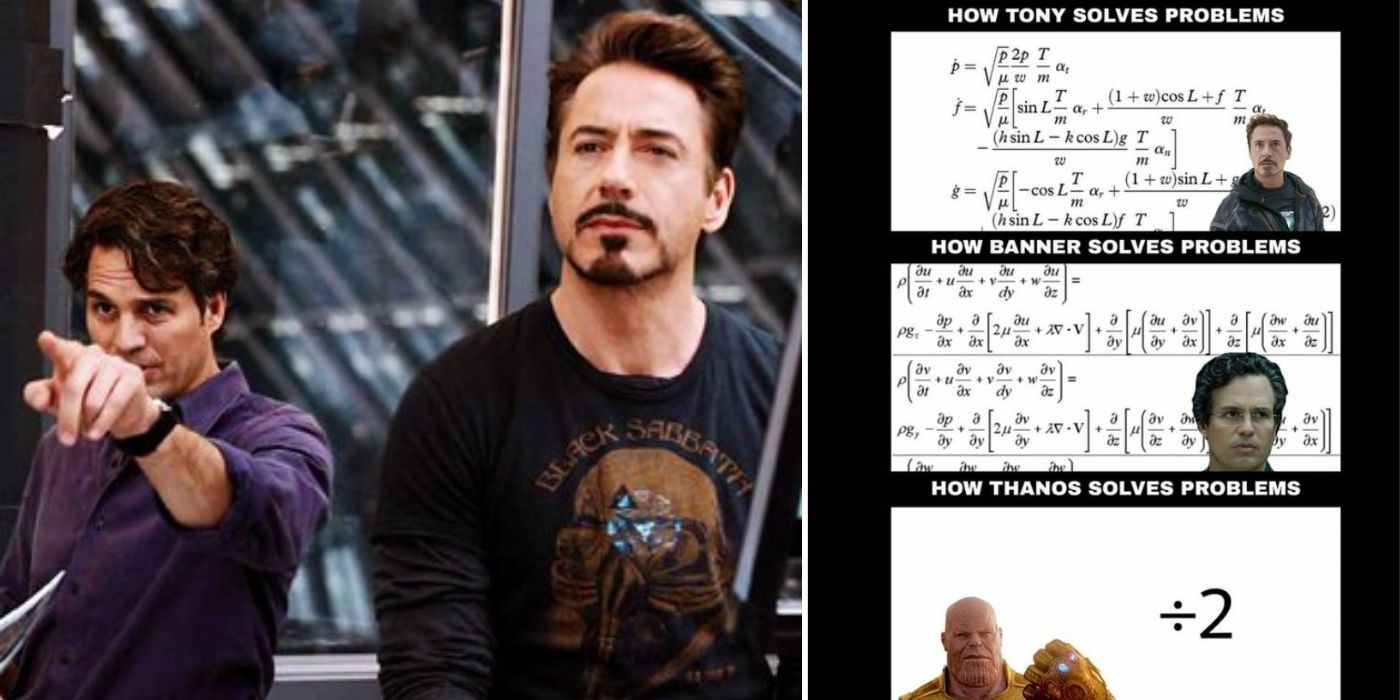 Split Screen of Tony Stark and Bruce Banner
