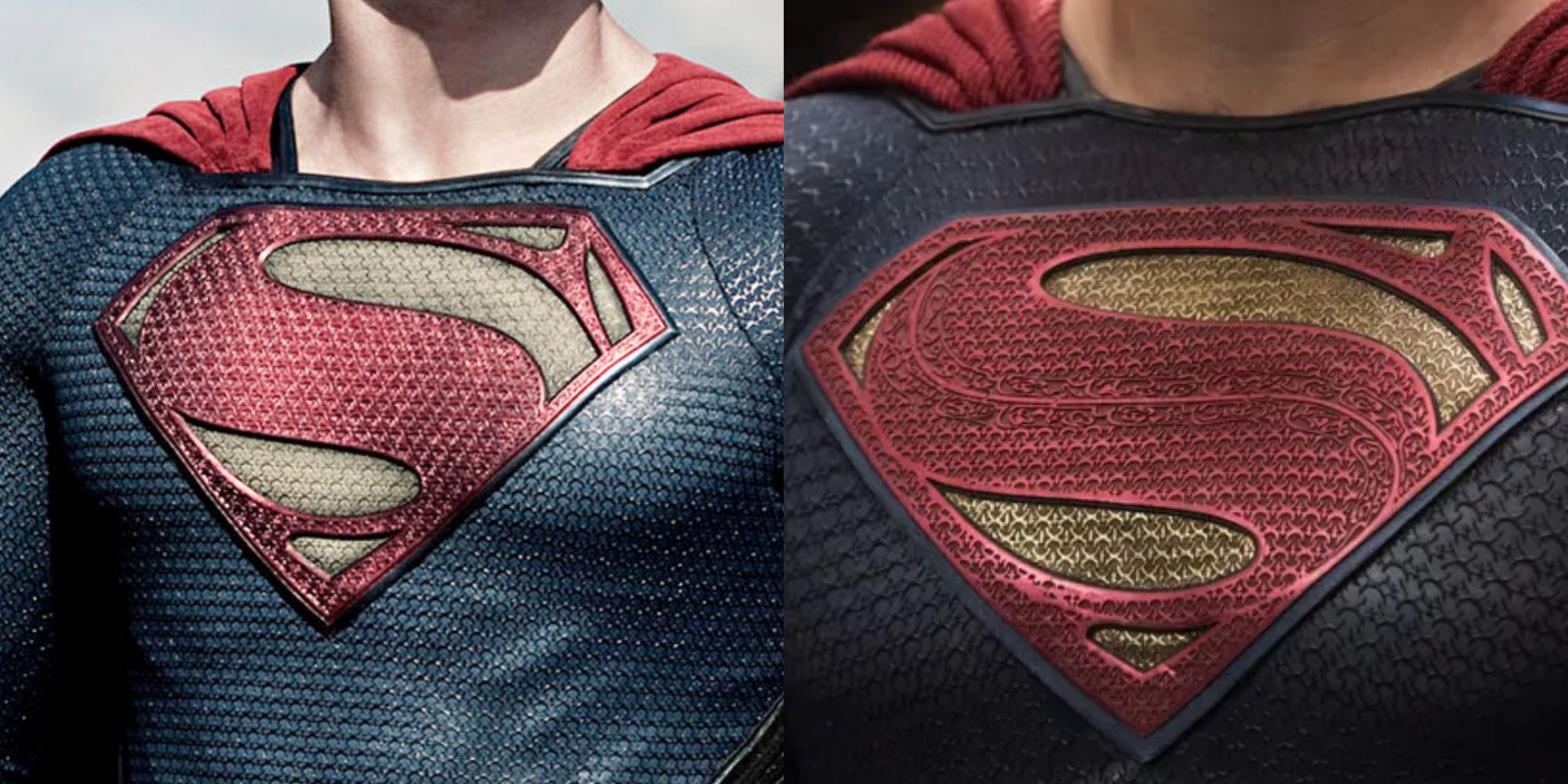 Split image Superman&rsquo;s symbol of hope in Man Of Steel (2013) and Batman V Superman Dawn Of Justice (2016)