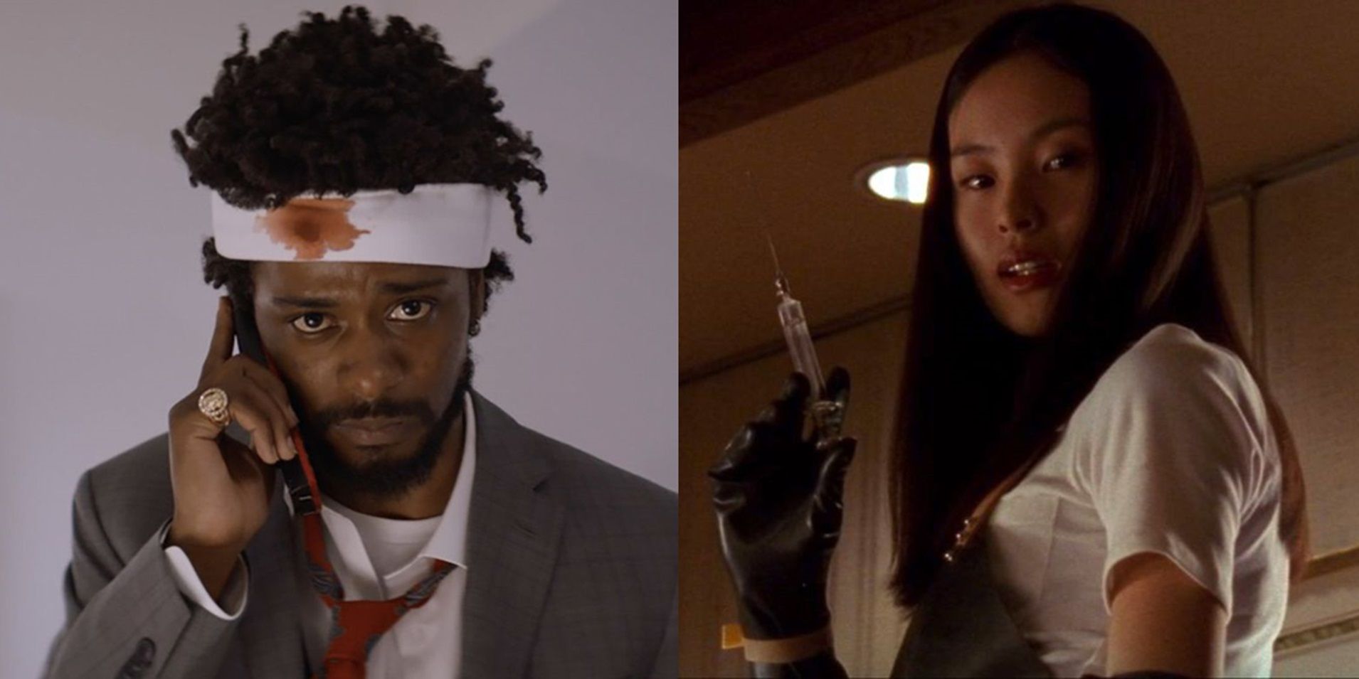 Split image of Cash in Sorry to Bother You and Asami in Audition