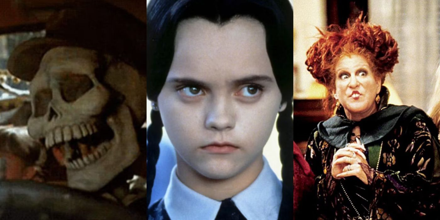 Split image of Halloweentown, Addams Family, and Hocus Pocus