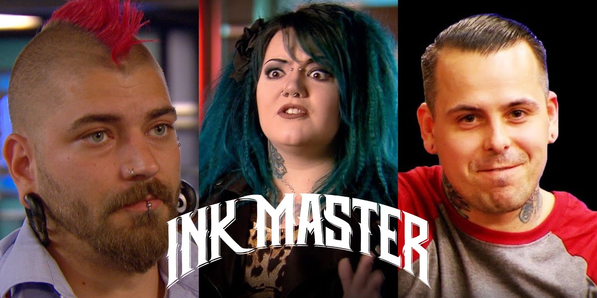 Split image of Matti Hixson, Kelly Doty and Jime Litwalk on Ink Master
