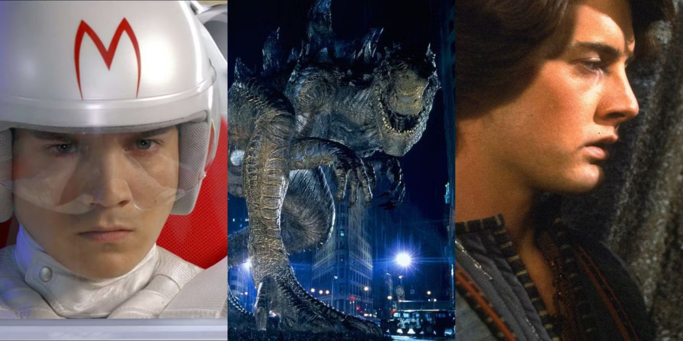 Split image of Speed Racer, Godzilla, and Dune