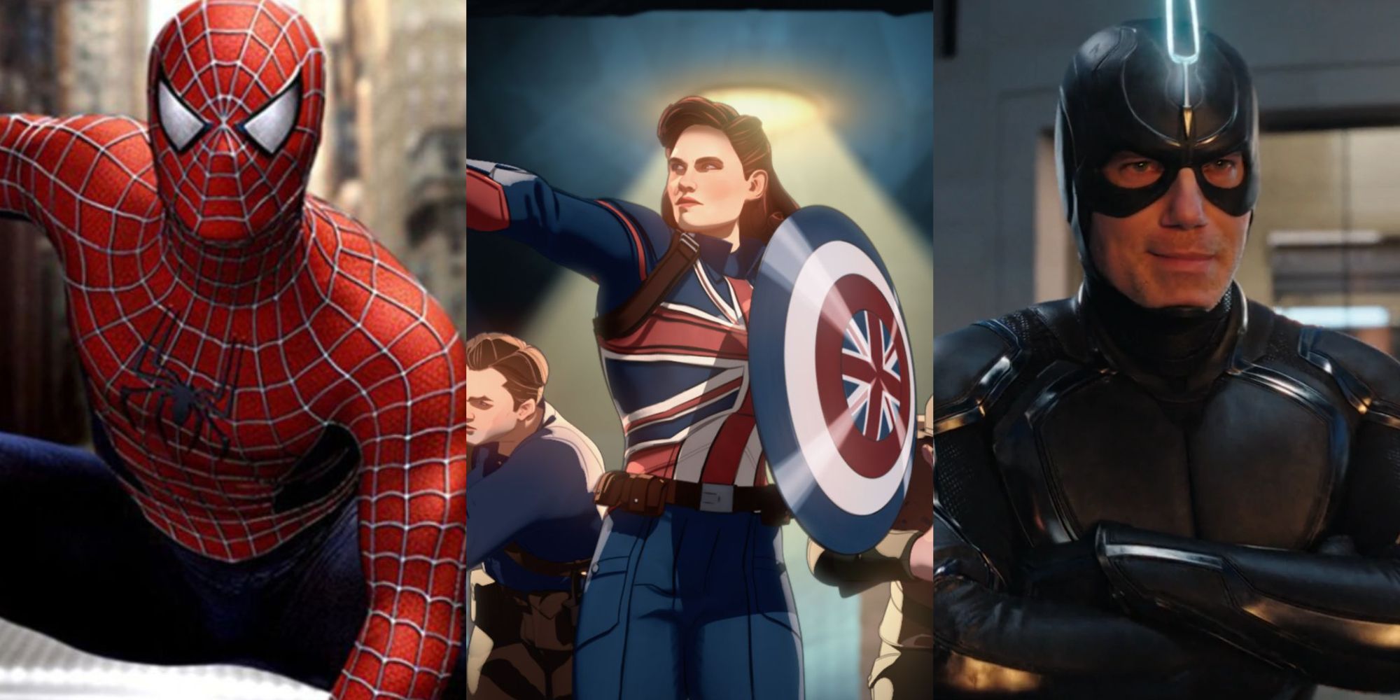 Split image of Spider-Man, Captain Carter and Black Bolt feature