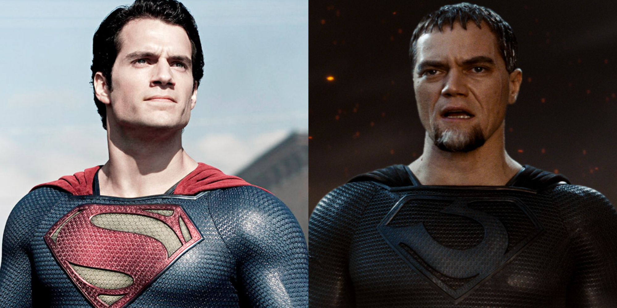 Split image of Superman and General Zod in Man Of Steel (2013)