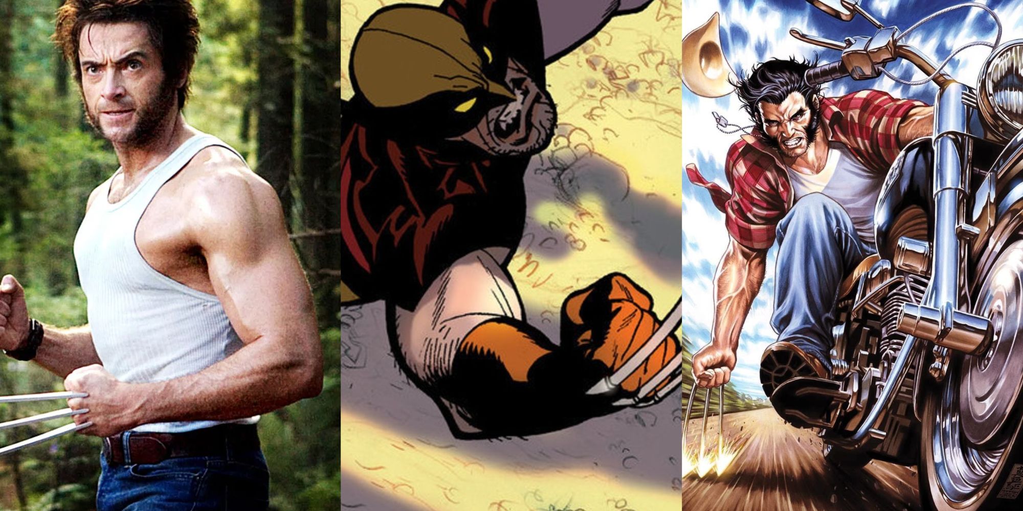 Split image of Wolverine in the comics and on the screen feature