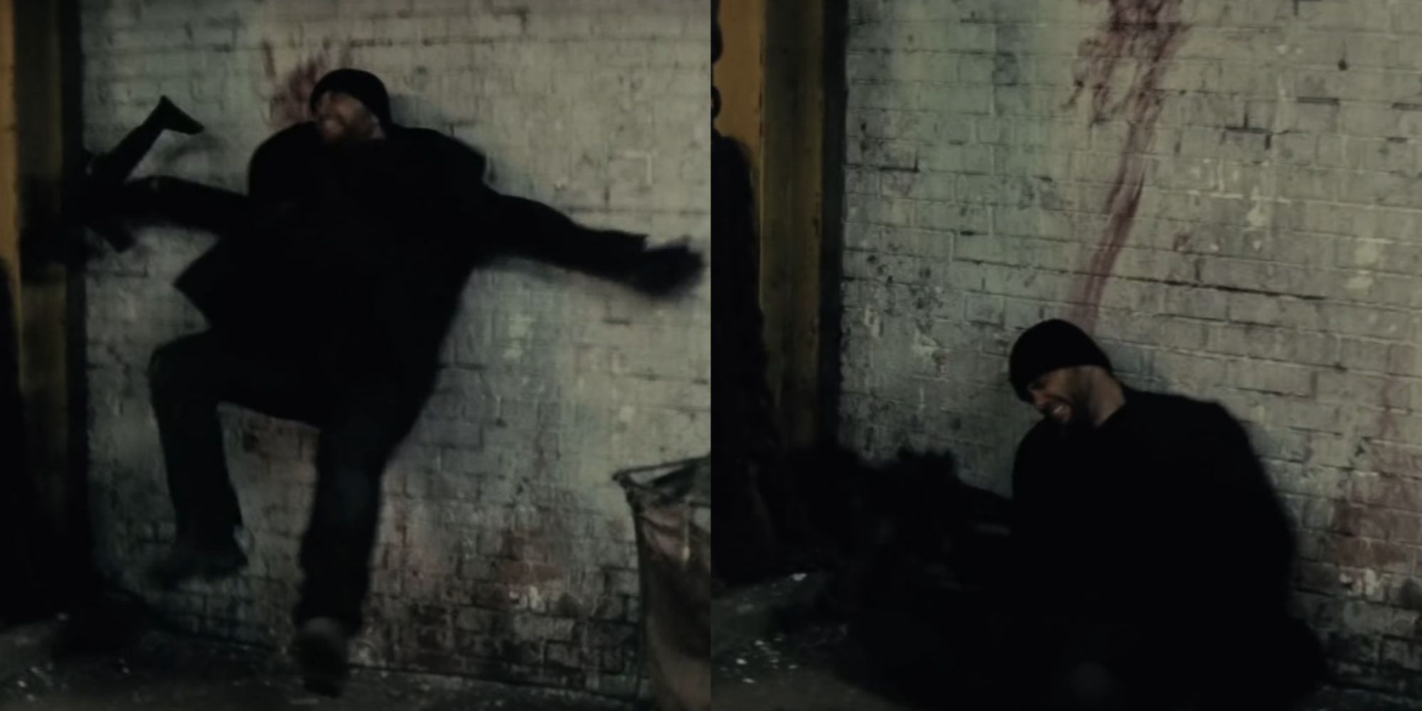 Split image of a mercenary&rsquo;s head cracking against a wall in Batman V Superman Dawn Of Justice (2016)