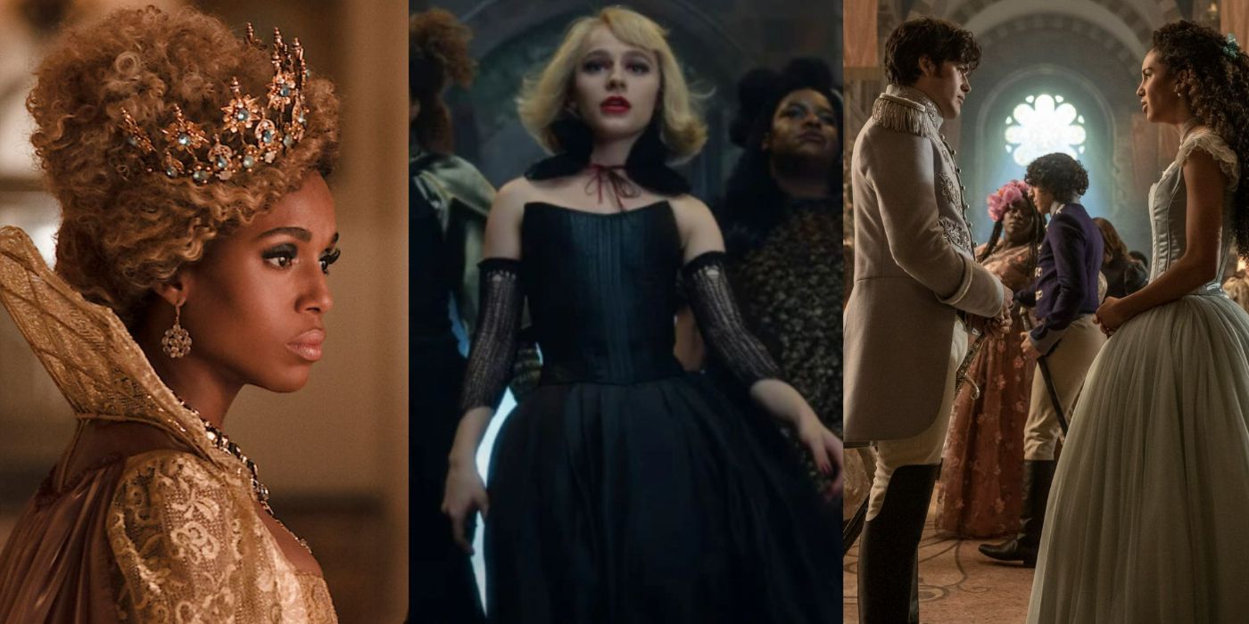 Split image of scenes from The School for Good and Evil trailer (1)