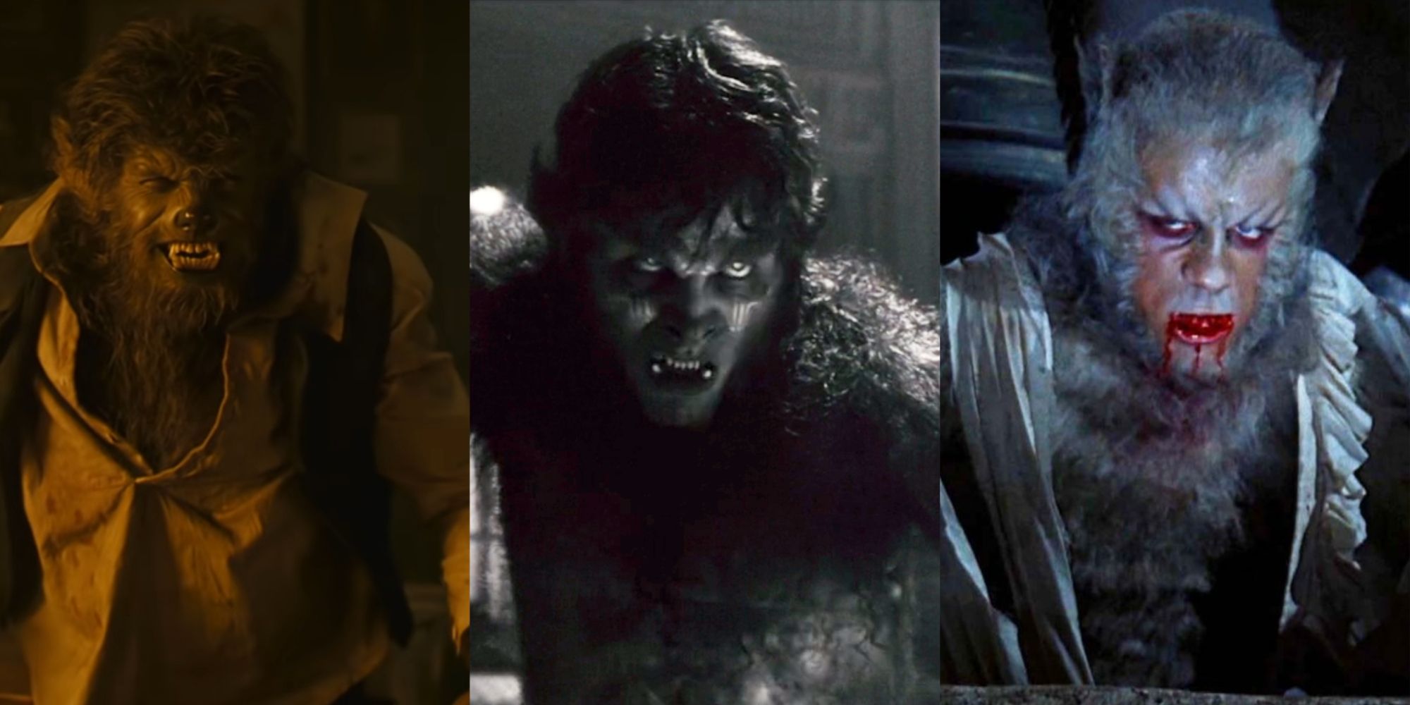 Split image of werewolves from The Wolfman, Werewolf By Night, and The Curse Of The Werewolf