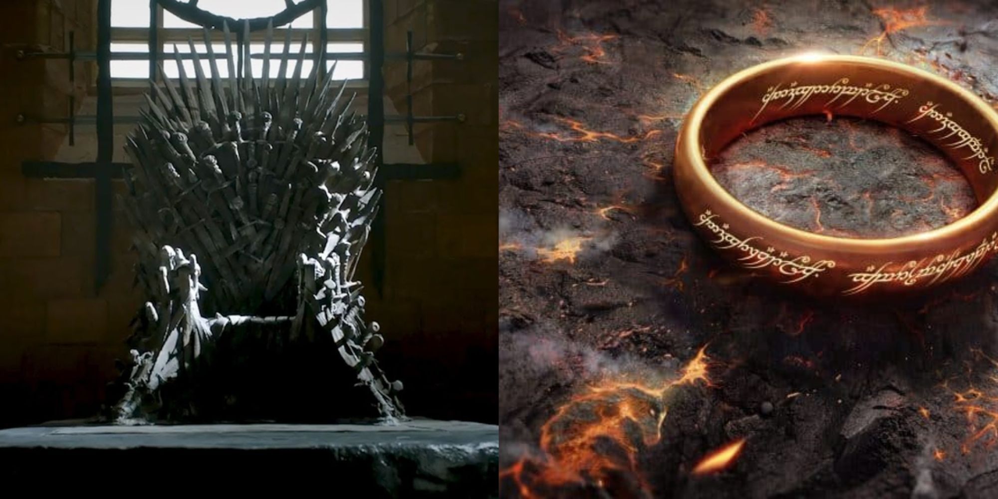 Imagens divididas do Trono de Ferro e do Um Anel em House of the Dragon e Rings of Power