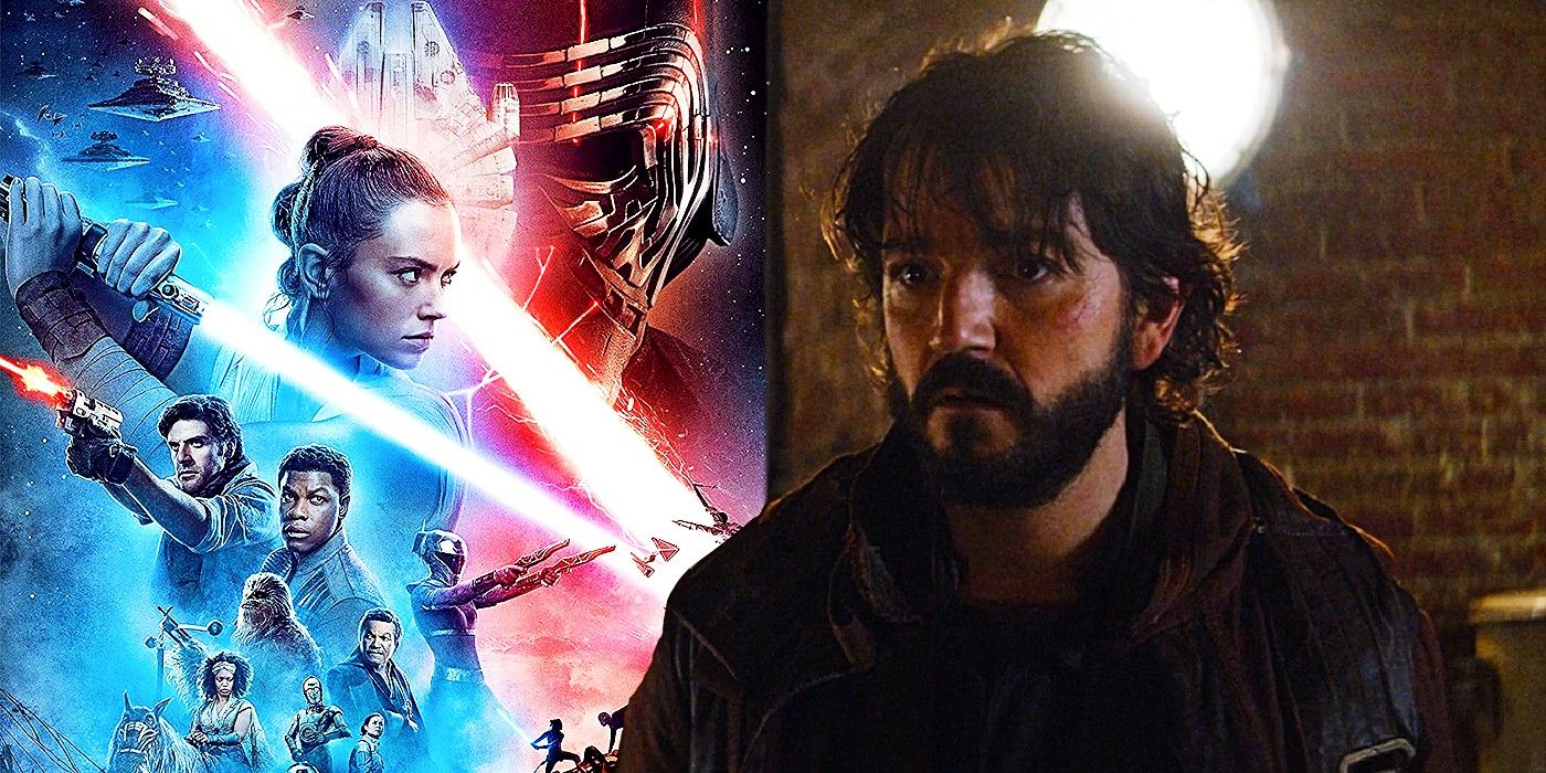 Star Wars The Rise of Skywalker poster and Diego Luna as Cassian Andor in Andor episode 2