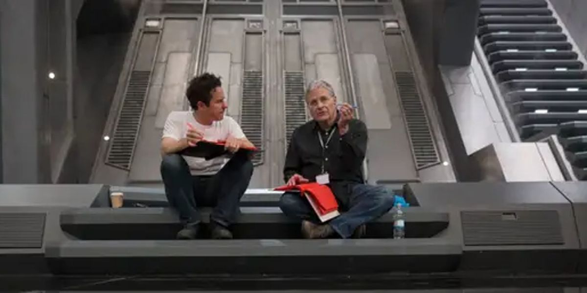 Star Wars director J.J. Abrams with screenwriter Lawrence Kasdan