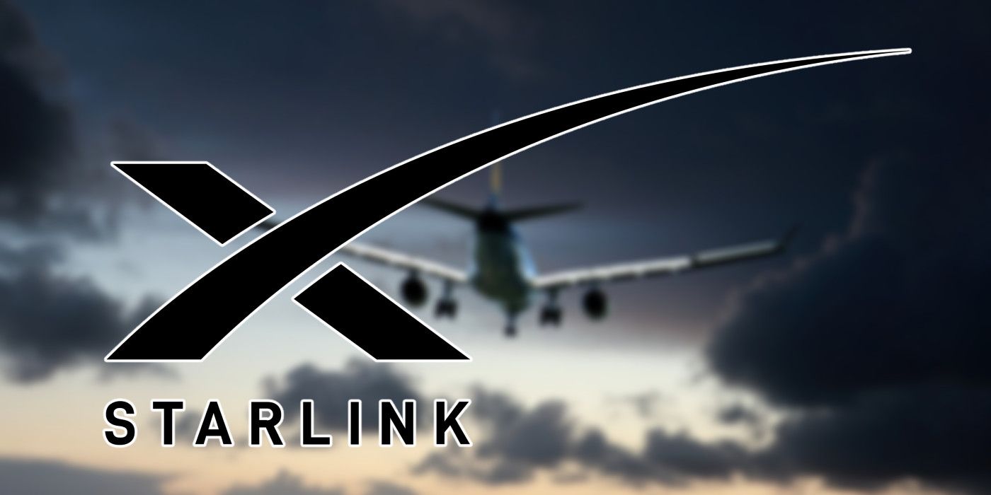 Starlink logo with airplane background Starlink Aviation