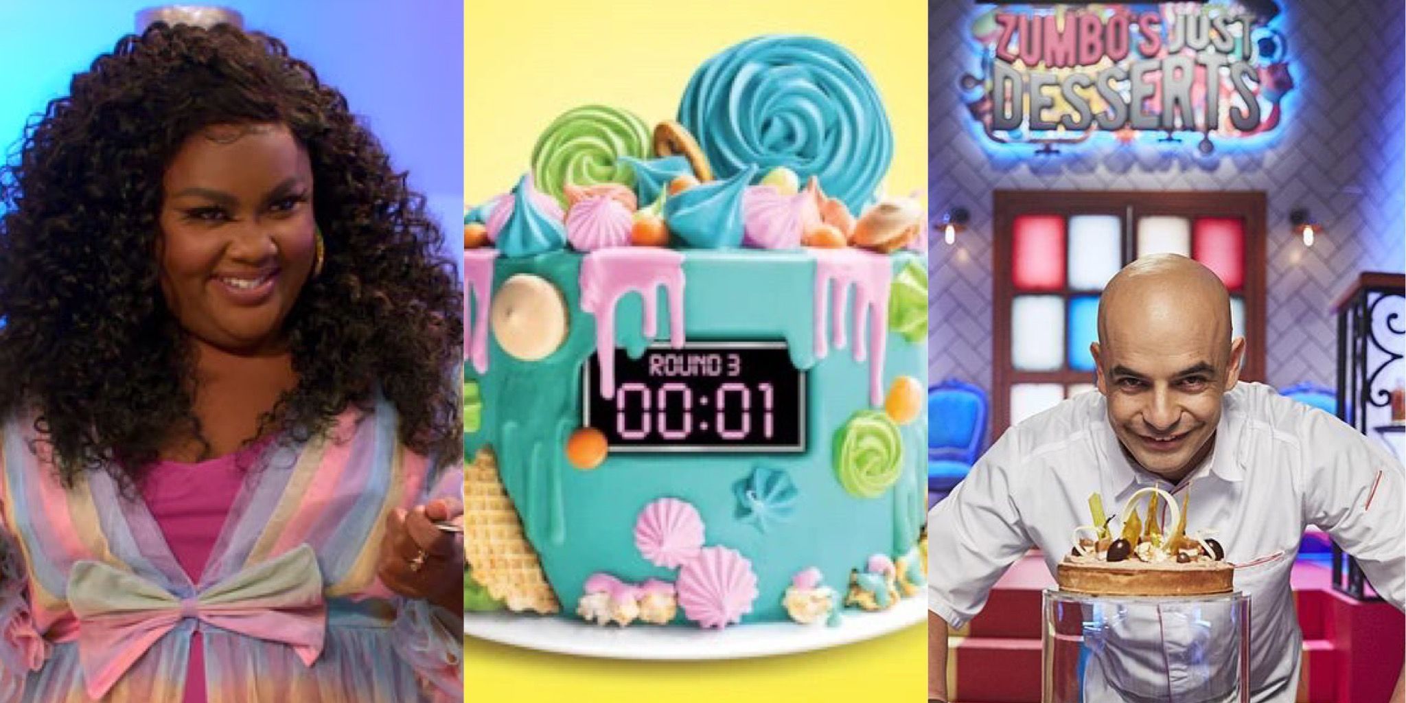 Stills from Nailed It!, Sugar Rush and Zumbo's Just Desserts