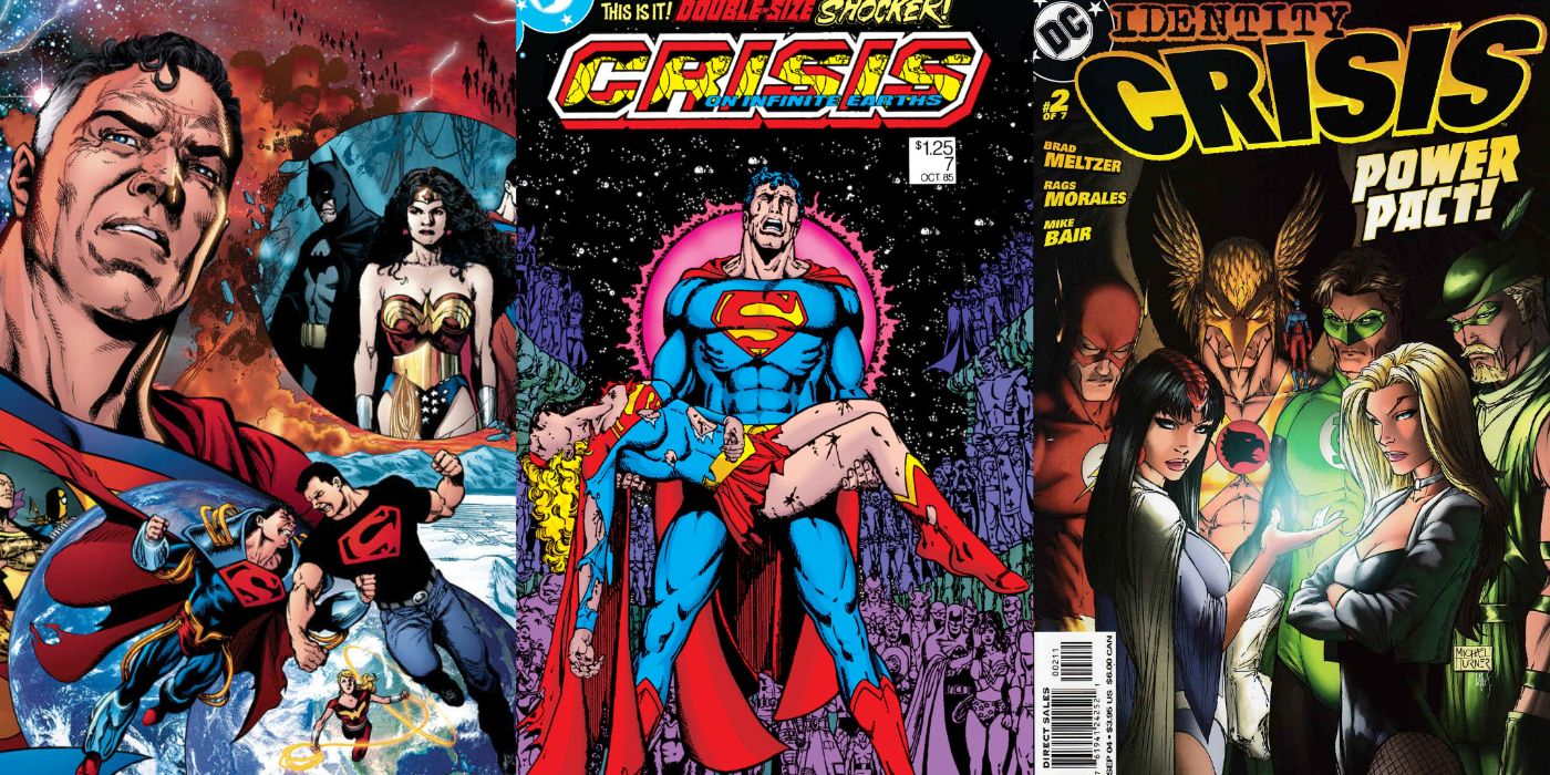 Stills from various DC comics Crisis storylines