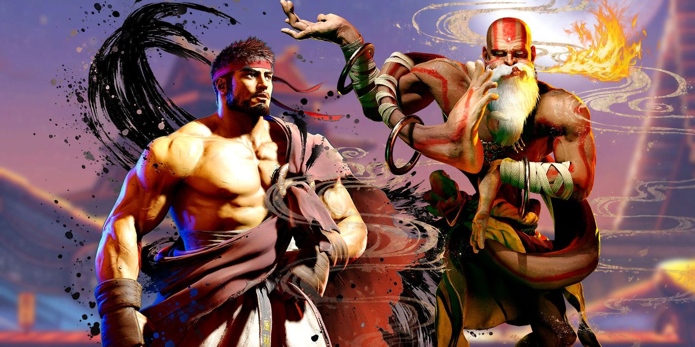 Ryu and Dhalsim's Street Fighter 6 designs at Suzaku Castle.