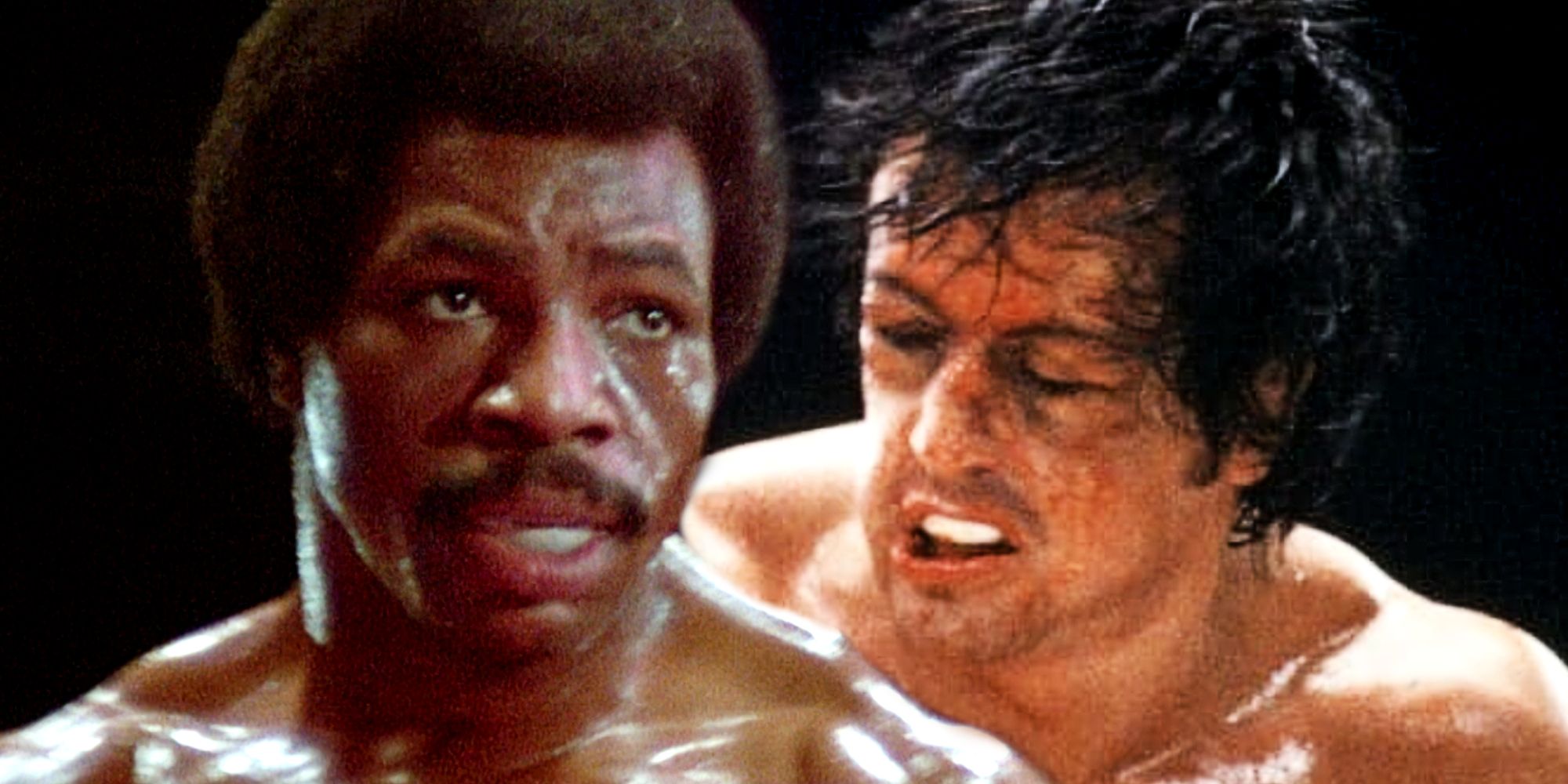 Sylvester Stallone's Rocky and Carl Weathers' Apollo Creed in Rocky 1976