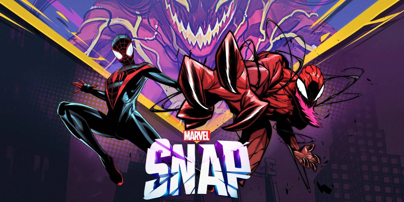 Arte promocional da Marvel SNAP Symbiote Invasion apresentando Carnage e Miles Morales