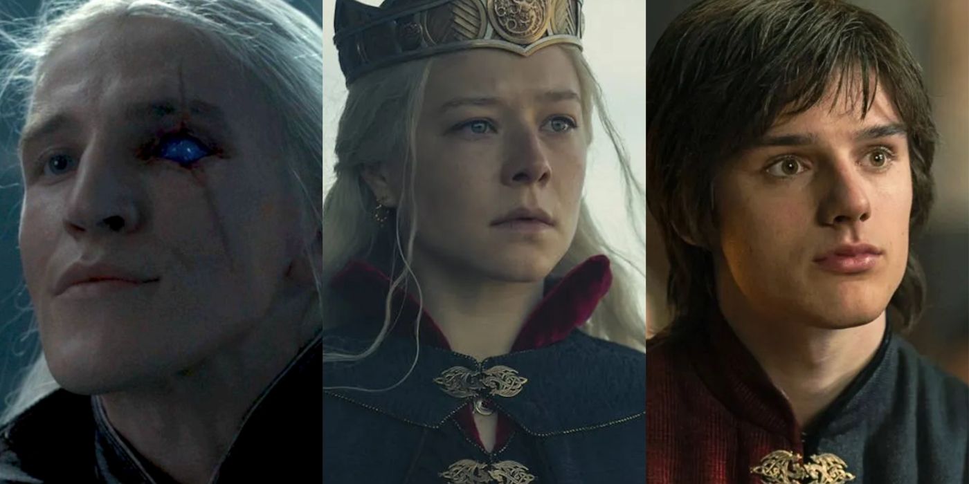 Aemond Targaryen, Rhaenyra Targaryen, and Jacaerys Velaryon in House of the Dragon. 