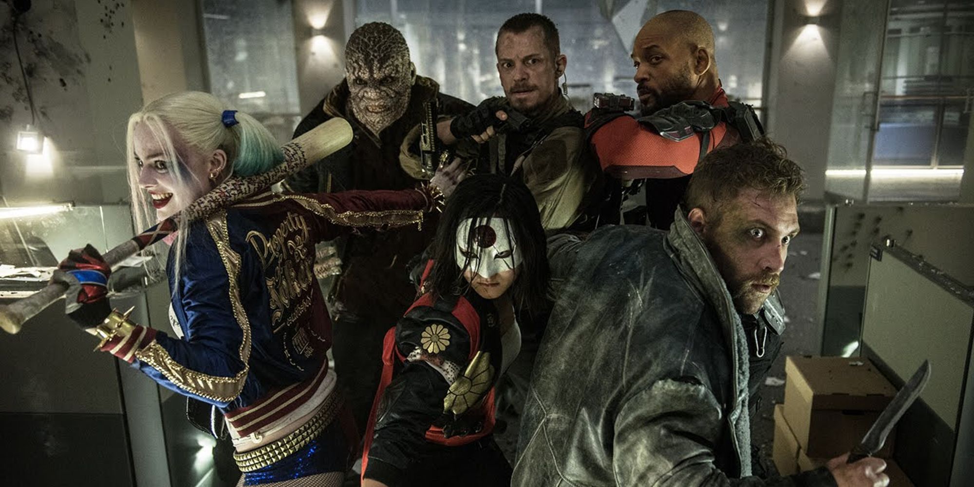 Task Force X grouped up together in an office building in Suicide Squad (2016)
