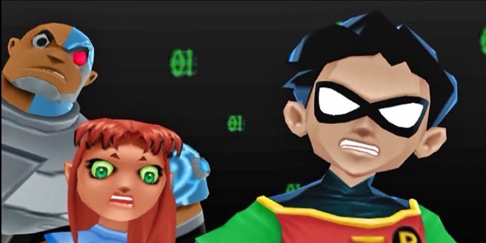 Teen Titans standing together in the Teen Titans video game